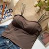 Korean Sweet Camisole Vest Slimming Outer Wear Ultra-thin Bandeau With Chest Pad Sleeveless Top