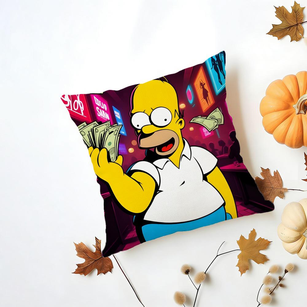TThe Simpsons Cushion Cover Washable Linen Pillowcase Soft for Daily Sofa Bed Home Room Decor