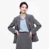 Elegant Grey Women Suit Set Professional Blazer Skirt Formal Business Outfit Interview Office Wear Petite