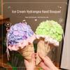 Romantic Summer Hydrangea Ice Cream Bouquet Plush Flower Ornament - Valentine's/Birthday Exquisite Gift