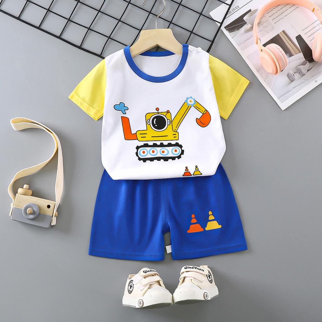 Children's Short-sleeved Suit Pure Cotton Girls Summer Clothes Boys T-shirt Baby Baby Clothes