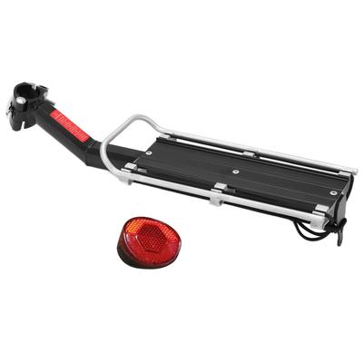 Bike Rear Rack Aluminum Alloy Detachable Manned Bicycle Cargo Rack with Tail Light for Universal