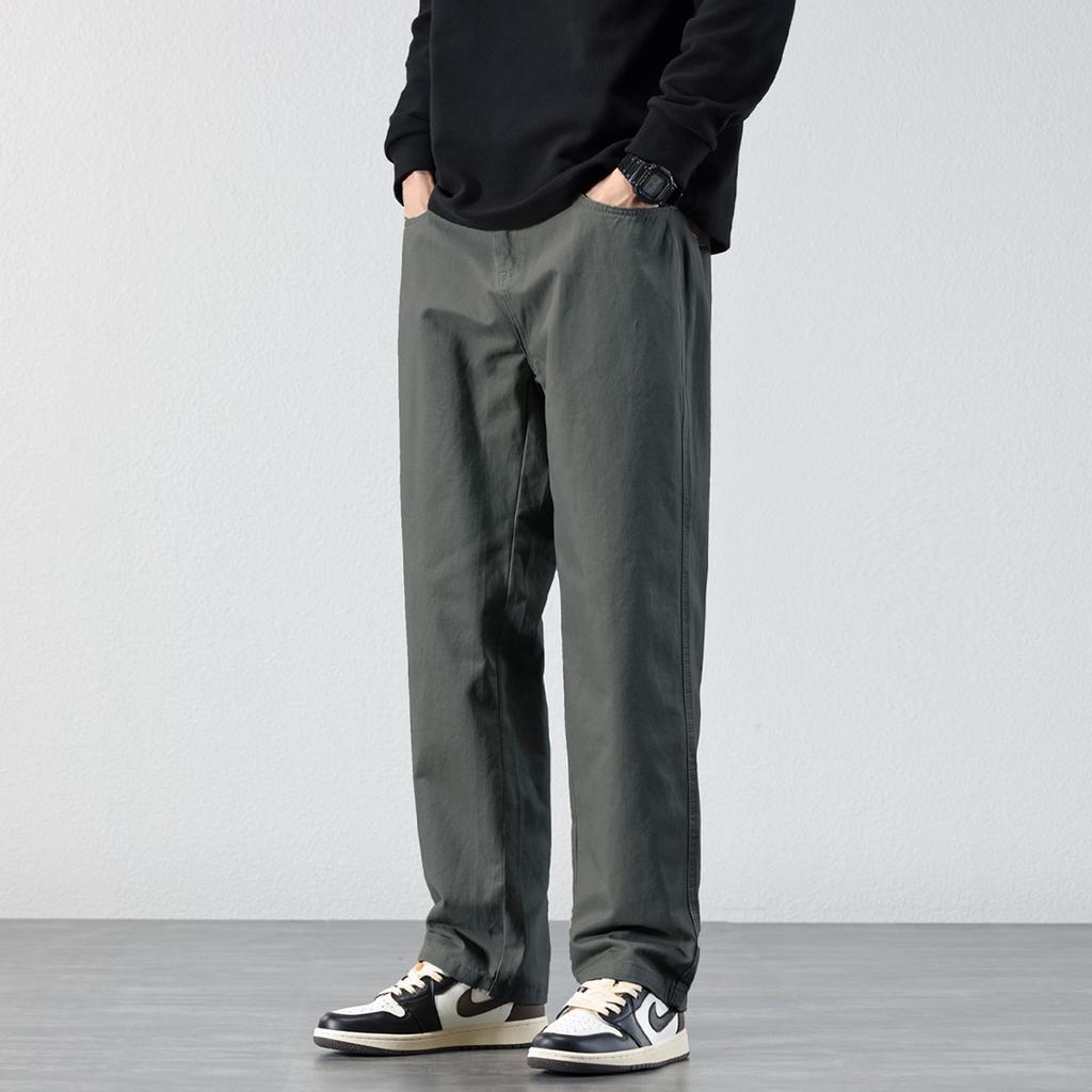 Autumn New Black Velvet Thickened Versatile Casual Pants Men's Loose Straight Trendy Brand Wide-leg Men's Pants Tide