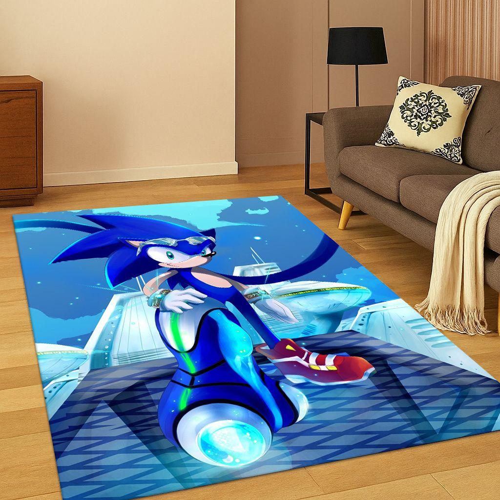 Klasyczny dywanik S-Sonic Game Kreskówkowy Jeż do Sypialni Salonu Kanapy Wystroju Domu, Dywanik dla Dzieci Mata Podłogowa Antypoślizgowa Prezent