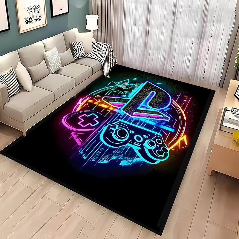 Cartoon Gamer Gamepad Rug Non-Slip Floor Mat for Kids Bedroom Living Room Sofa Kitchen Decor
