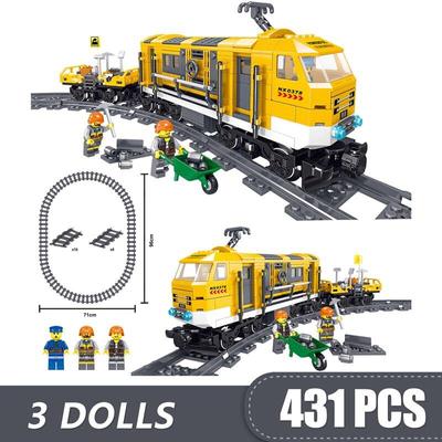 Building Blocks Technology Creator Ideas City Railway Train Transit Car Track Model Bricks Toys Gift for Boys Girls Kids Friends