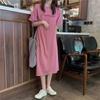 Sommer-Midi-Kleid mit lockerem Schnitt, bedruckt, mit kurzen Ärmeln, für Damen in Übergrößen