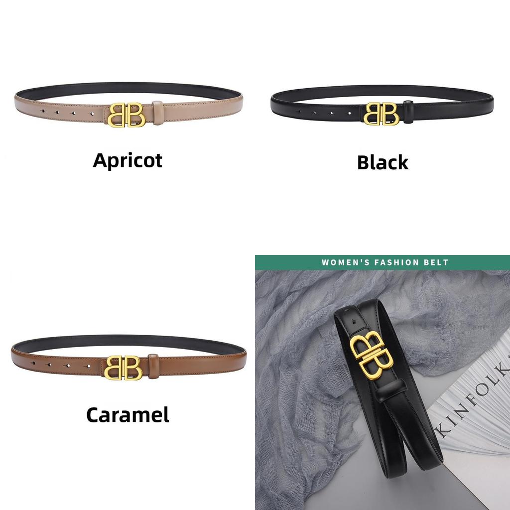 Elegant True Leather Waist Belt With Alloy Flat Buckle For Office And Daily Use