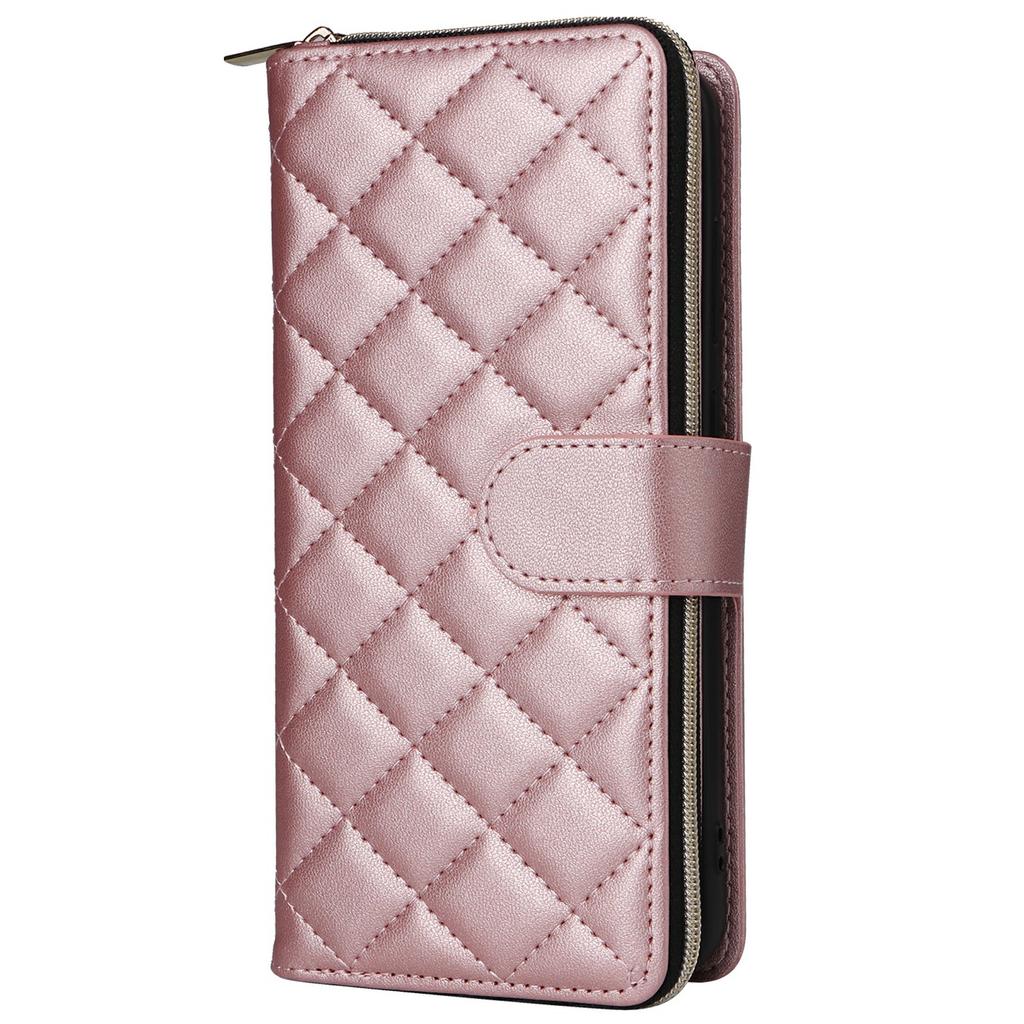 For Samsung Galaxy S25/S24 Case Zipper Wallet Rhombus PU Leather Crossbody Phone Bag