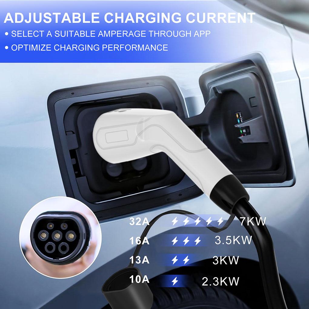 Type 2 EV Charger 250V With BTWIFI APP Control Fast Charging Portable Electric Vehicle Charger With 5M Cable Portable Electric Vehicle/PHEV 5M Cable