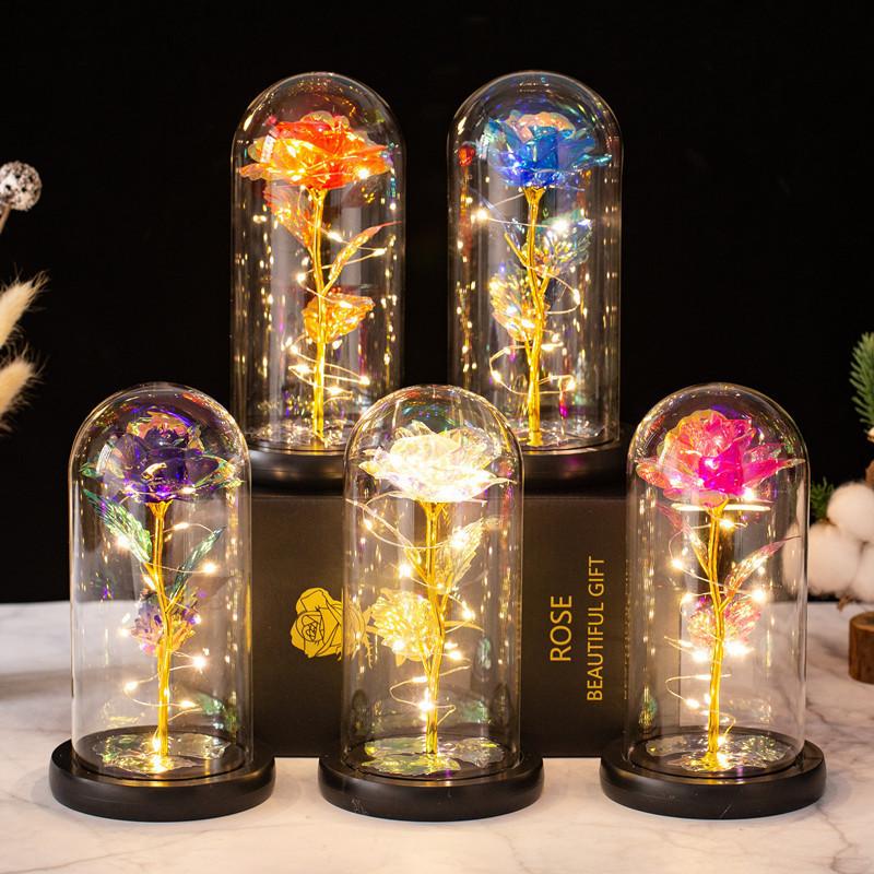 Beautiful night light rose eternal flower party supplies LED simulation rose Valentine's Day