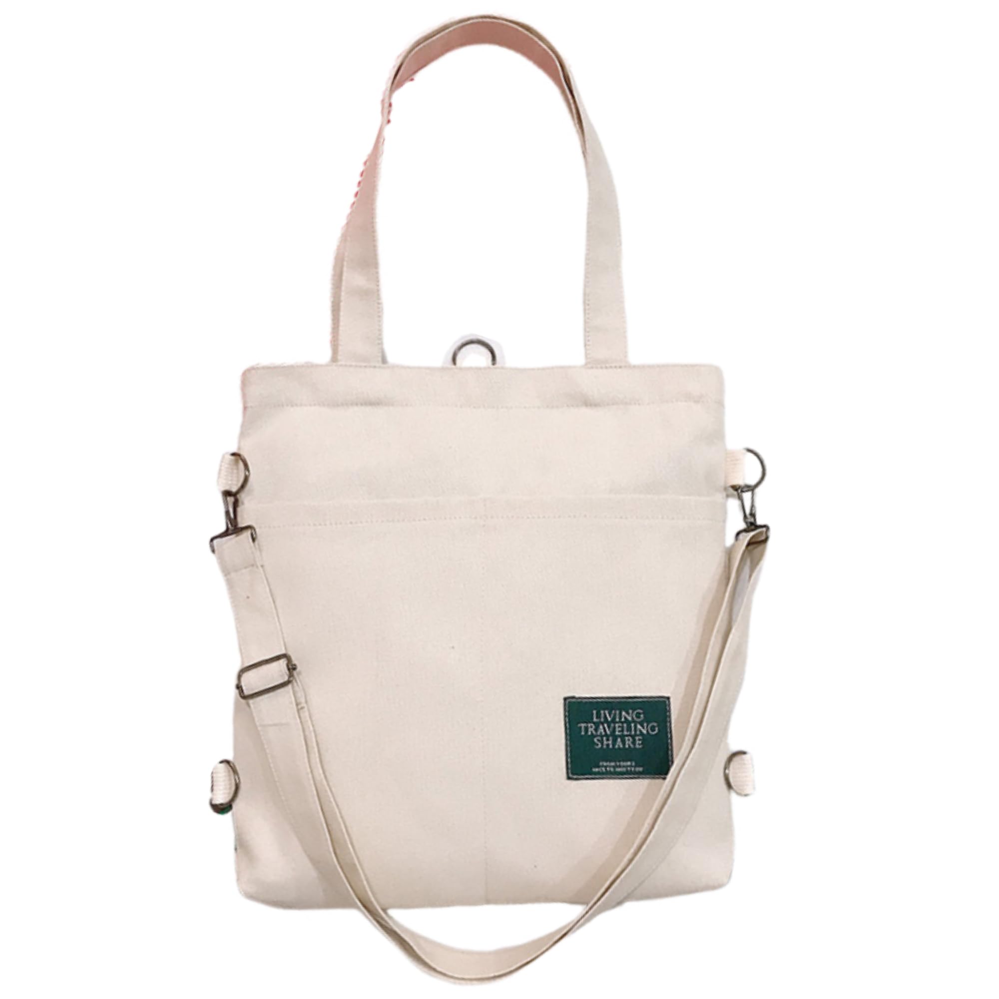 

canvas tote shoulder fits plastic multiple A4 size 3-way bag, handbag, bag, backpack, bottles, pockets, (beige) бежевий