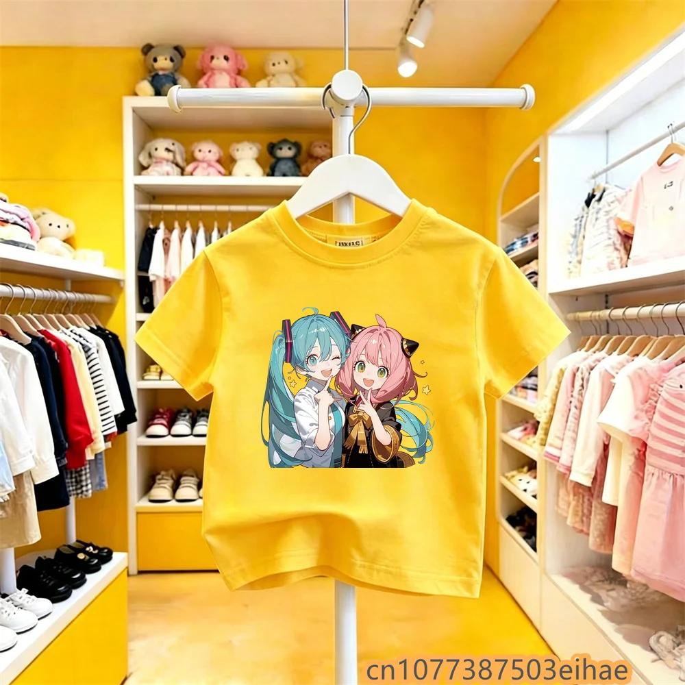 Hatsune Miku Future MIKU Line Collaboration Pure Cotton Short Sleeve Printed T Shirt New Casual Unisex Clothing For Boys Girls