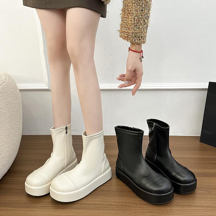 Muffin thick-soled British style Martin boots women's 2025 autumn new super fire thin boots Korean version of thin locomotive short boots
