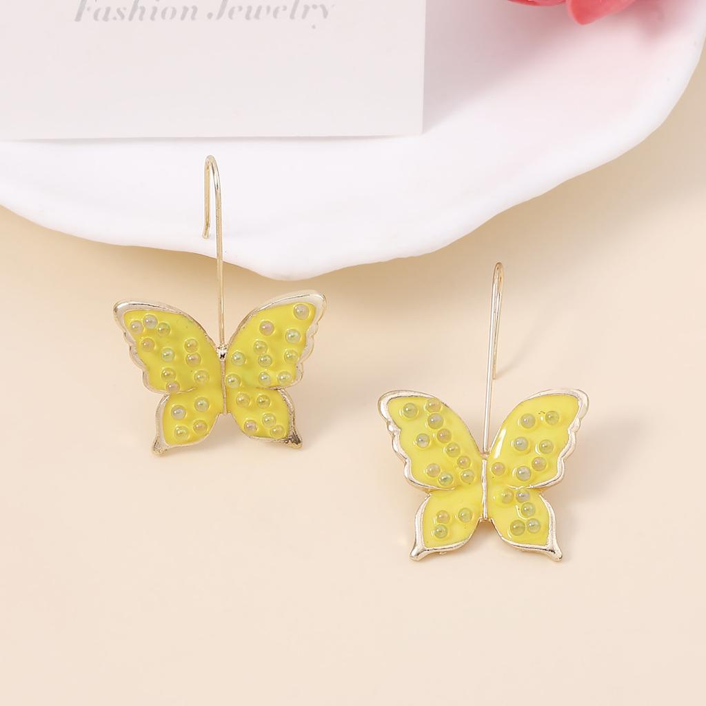 Japan and South Korea's New Niche Design, Sweet, Small, Fresh, Dripping Oil, Colorful Butterfly Ear Hooks, Essential Earrings for Spring Hipsters