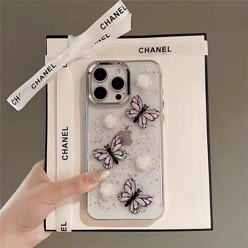 

Dropped Glitter Star Glitter Butterfly Phone Case for IPhone 17 Promax Flowers for Apple 15 Women 14 For iPhone 17Promax