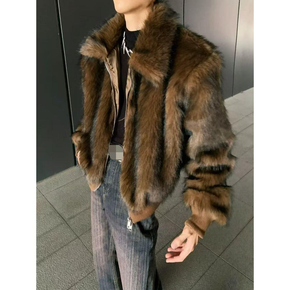 New Men`s Fall/winter Warm Faux Fox