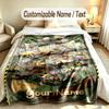 Construction Vehicles Theme Custom Blanket Personalized Name & Text Customized Soft Warm Throw Blanket Home Decor