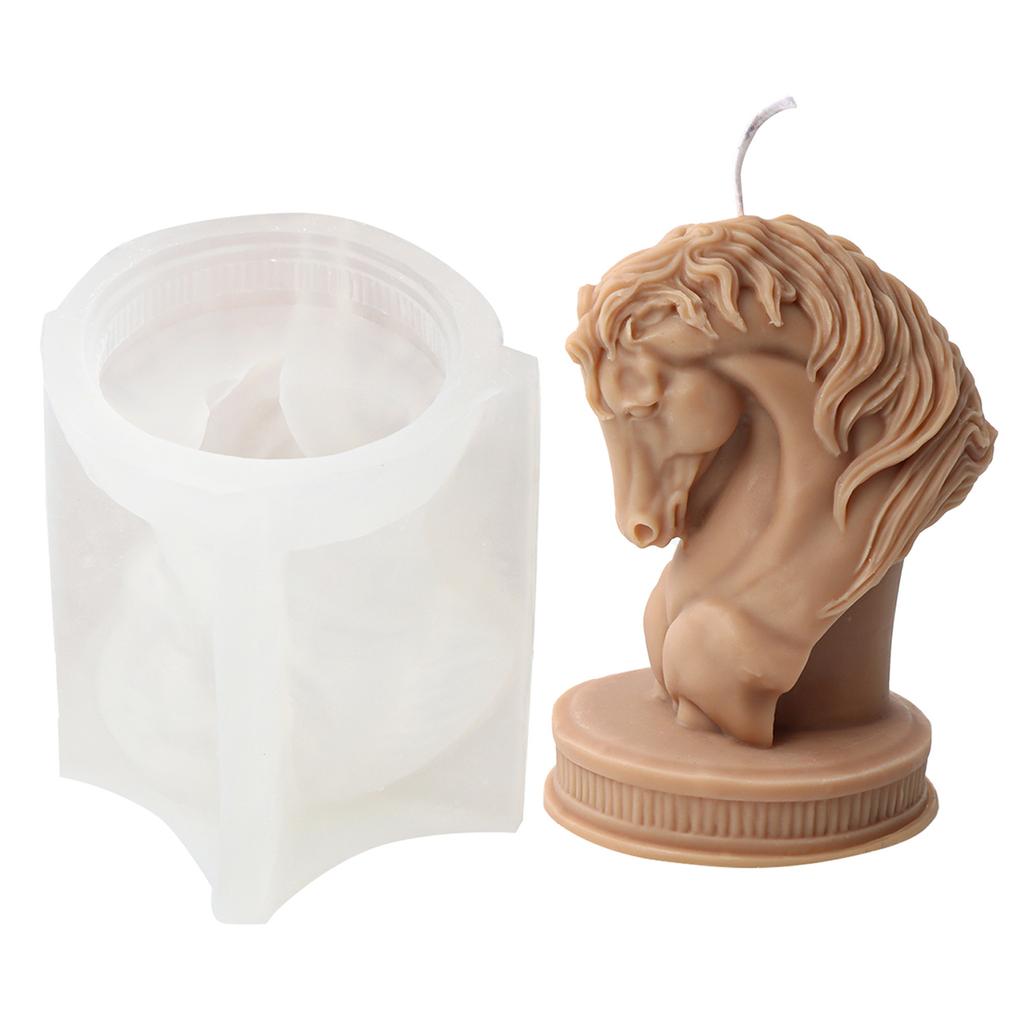 Horse Head Statue Candle Mold Animal Head Candle Silicone Mould Handmade Soap Mold for DIY Fondant Candy Decorating Tool