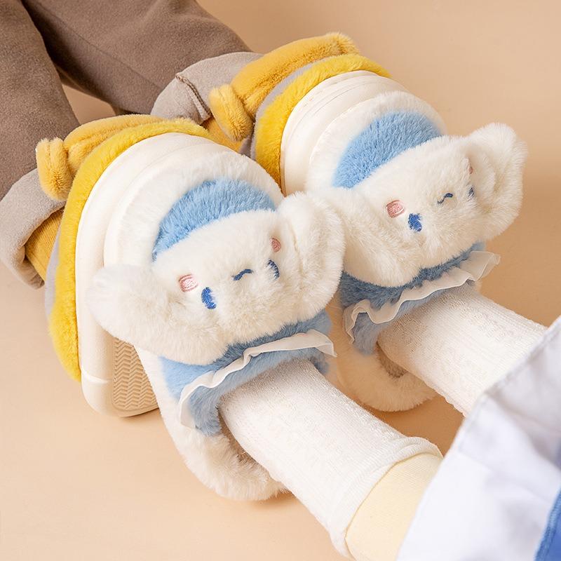 Children's Cotton Slippers Autumn and Winter Girl Princess Cute Hello Kitty Household Indoor Non-slip Sanrio Parent-child Hair Drag Man