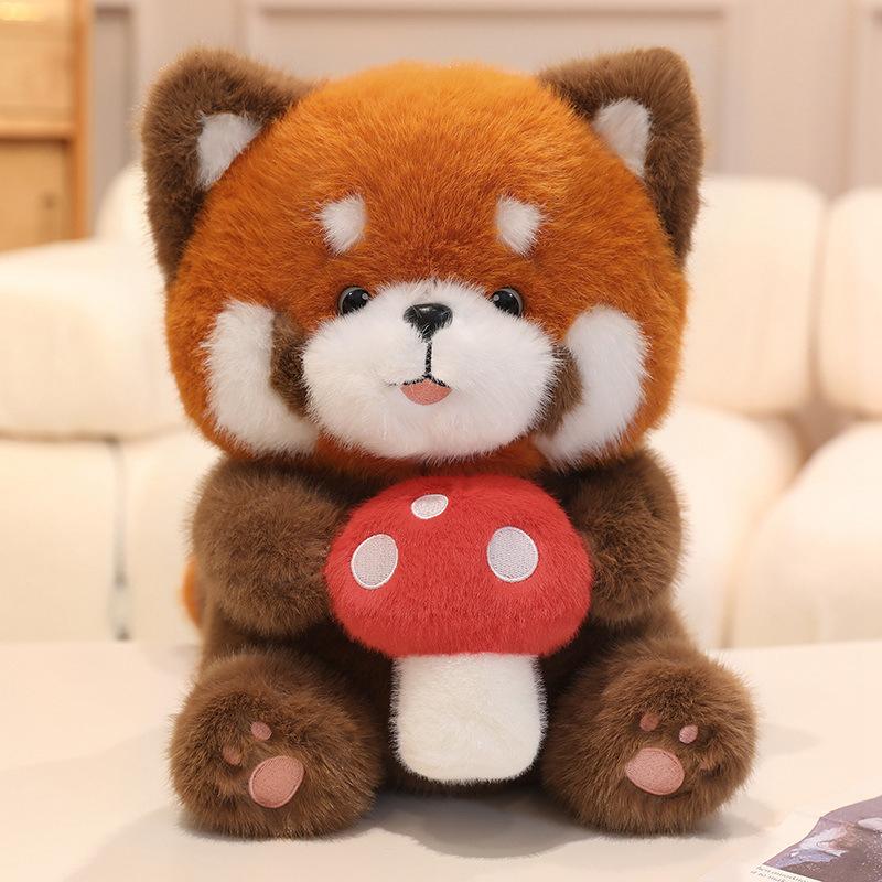 Cute Mushroom Raccoon Plush Doll Hotel Room Decorated Raccoon Zoo Souvenir Doll For Children