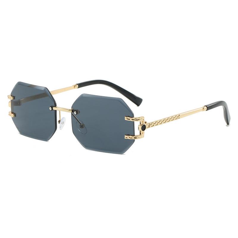 New rimless trimmed sunglasses, European and American fashion polygonal sunglasses, women's sunscreen, street photography ins glasses