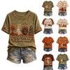 Women's Halloween Print V-Neck Short Sleeve T-Shirt Casual Fall Top for Party Daily Wear