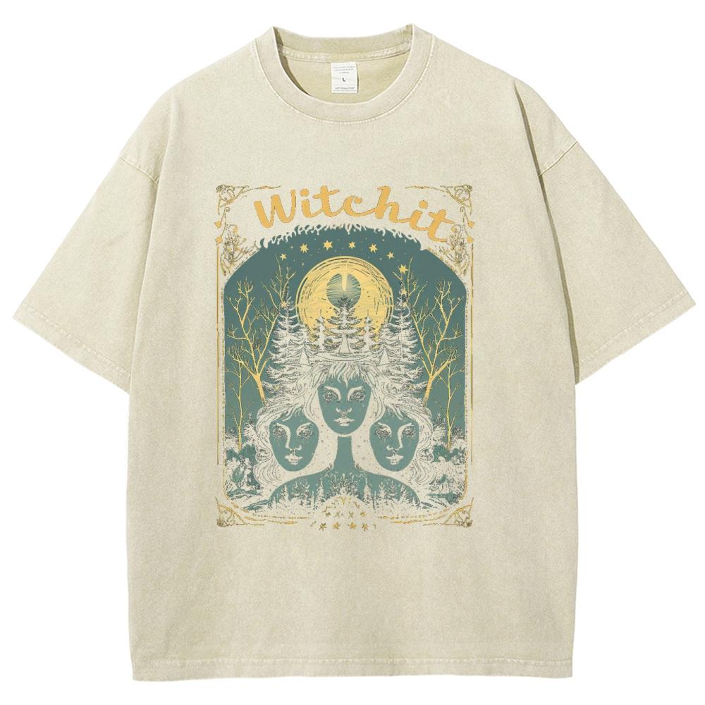 

Женская футболка с принтом ведьмы на Хэллоуин, оверсайз, с круглым вырезом, стирка, женская одежда, нишевый дизайн, винтаж, короткий рукав S