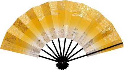 Dance Fan for the Four Seasons, Tenchikumo Sunako, 9.5 Inches, Black Lacquered Bone, Fan Box Included, for Dancing (Yamabuki)