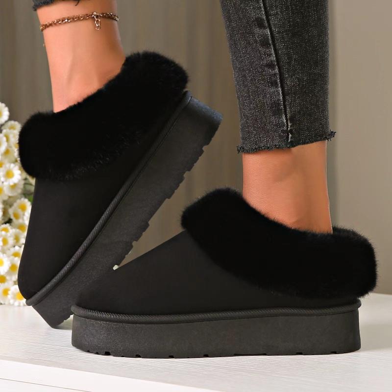 Fashion Warm Boots Women Winter Flats Shoes Short Plush Fur Ankle Snow Boots Casual Shoes Sport Suede Motorcycle Botas Women Slippers