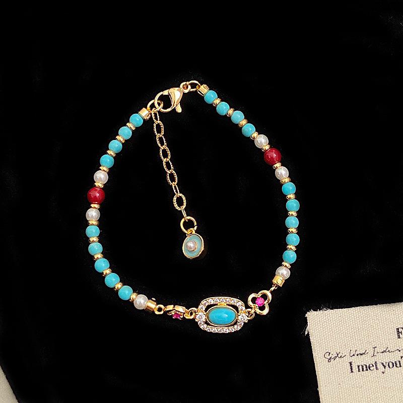 

New Turquoise Pearl Millet Beaded Bracelet: Elegant Chinese-Inspired Women s Jewelry in Exquisite National Style