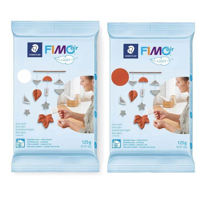 2 pâtes polymères Fimo Air Light 125 g Terracotta + Blanc