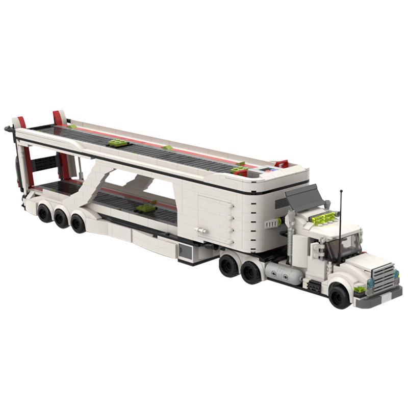MOC Building Blocks: 8-Grid Car Transport & Drilling Rig Truck Assembly Puzzle, Compatible with Lego.