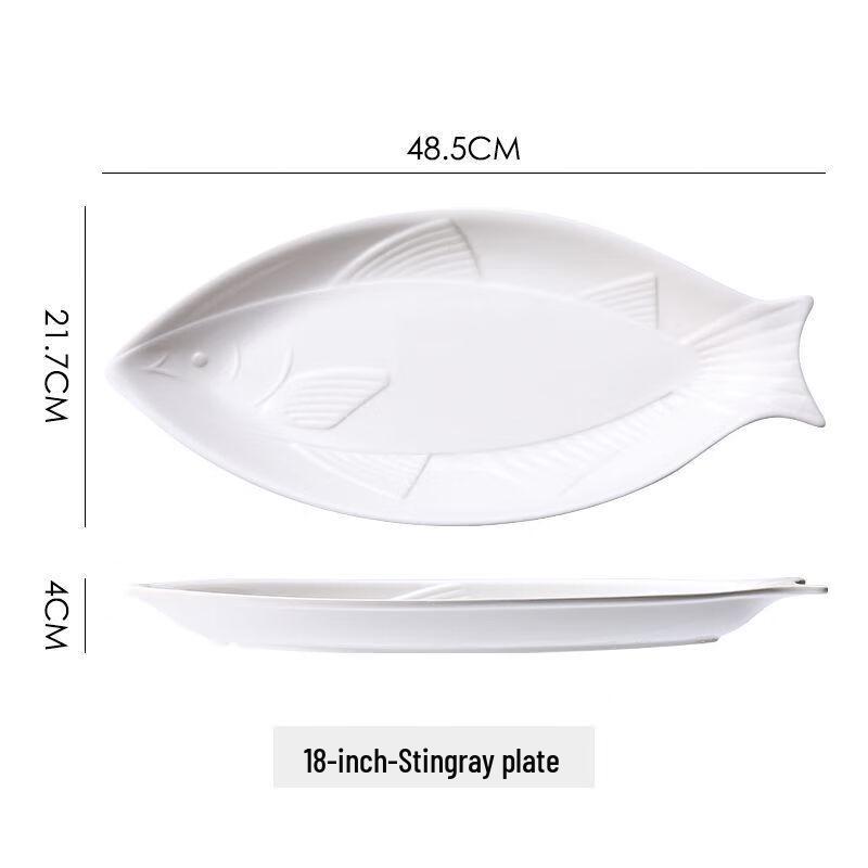 He Erli Pure White Thickened Ceramic Oval Fish Plate