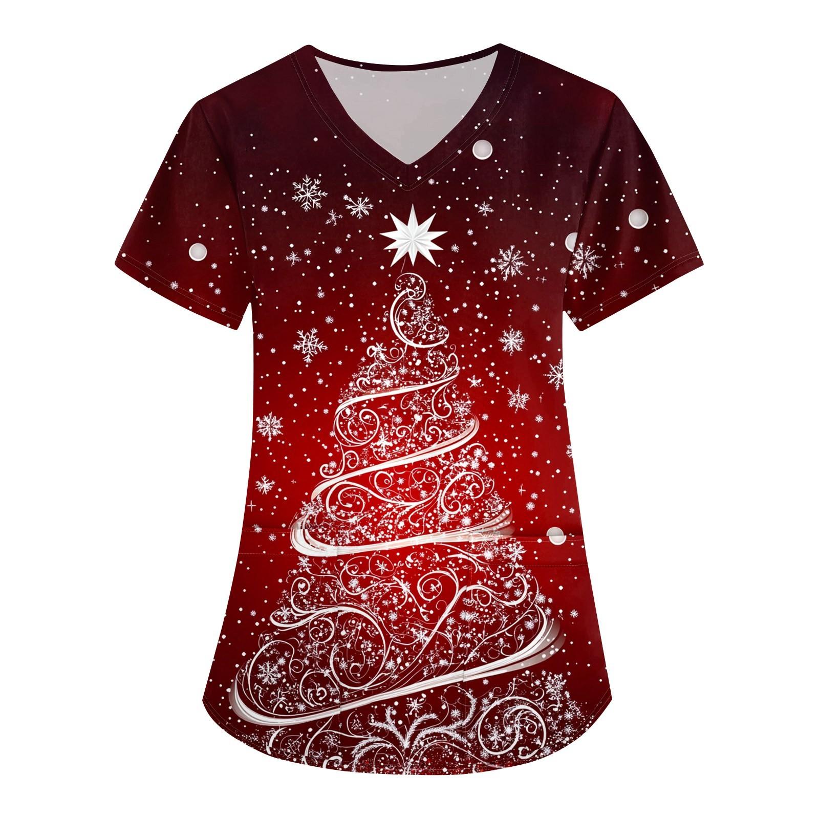 

Женский модный комбинезон с короткими рукавами и V-образным вырезом, с карманами и рождественским принтом M