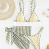 Women's 3 Piece Bikini Set with Triangle Skirt Cover Up Striped Print Swimwear, Sexy Summer Beach Vacation Outfit KTY