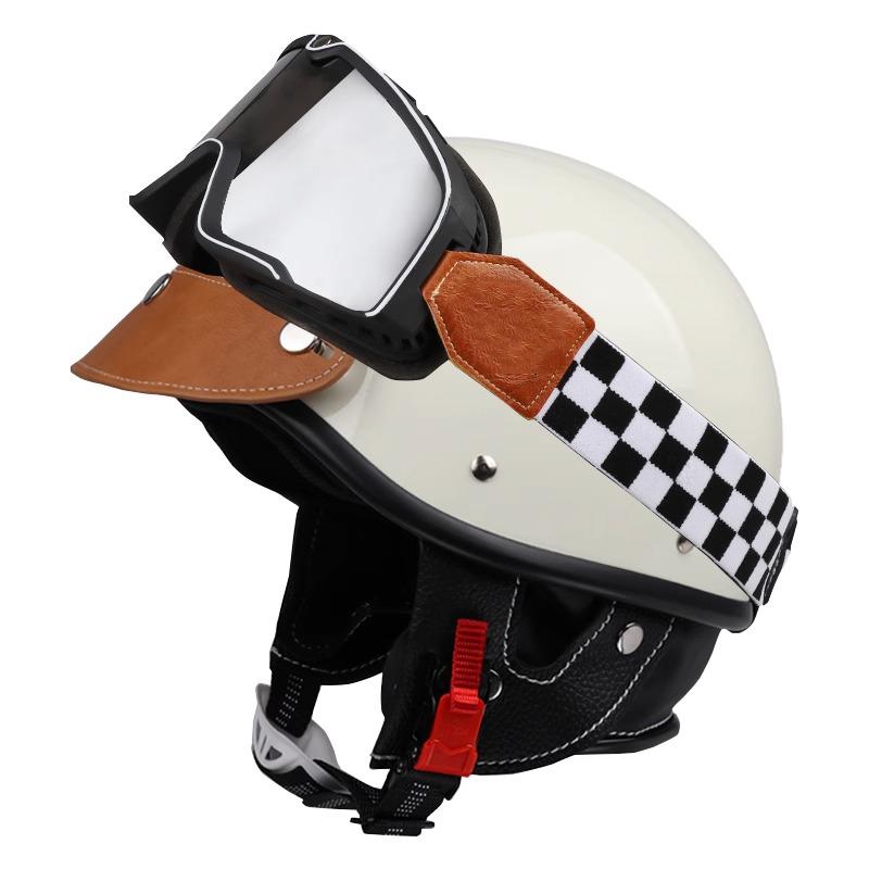 Retro Motorcycle Helmet Unisex Four Seasons Cruise Pedal Cap Helmet Motorbike Half Helmet Electric Vehicle Safety Hat 3C