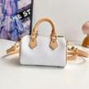 White Tricolor Pillow Bag Boston Single-shoulder Portable Bowknot Female Cowhide Handbag