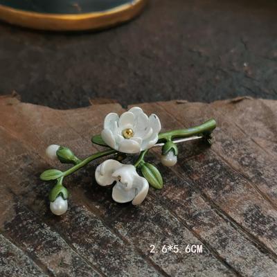 Broșă Email Vintage Retro Orhidee Stil Pastoral Pin Metalic Geometric Metal Verde Plantă Frunză Floare Broșă Stil Francez