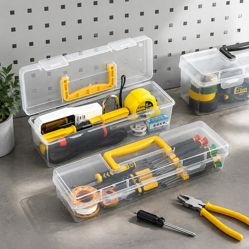 Tool Storage Organization Tool Boxes Plastic Tool Box Home Small Tool Box Double Lock Box Transparent Plastic Tool Storage Box (Transparent,black handle/33.3*9.3*6cm) прозрачный