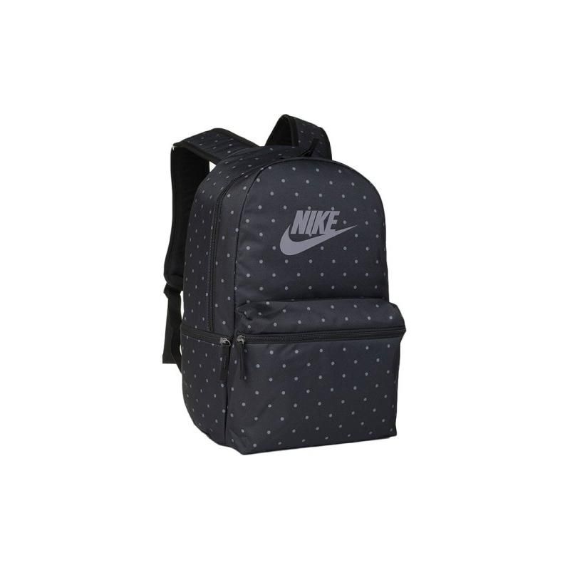 Nike Heritage Sports Trend Polka Dot Pattern Print Polyester Backpack Unisex Backpacks Black Gray BA5761-011