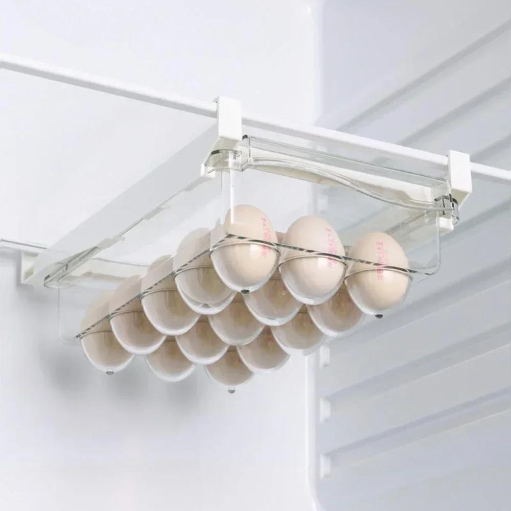 

Прозрачный органайзер для холодильника, ящик для хранения фруктов и яиц в холодильнике, ящик для холодильника под полкой, кухонный органайзер для свежести