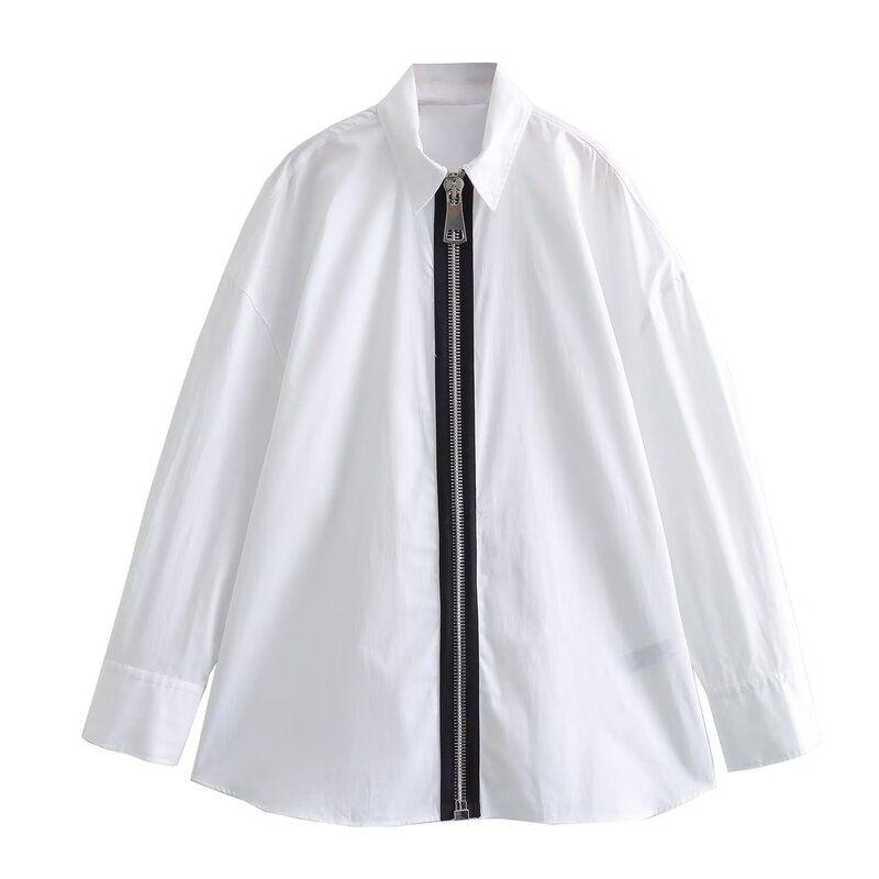 Fashion Style 2023 New Arrival Women's Clothing Stylish Slim Looking Easiest for Match Zipper Ornament Trench Coat Fabric Shirt 8663202