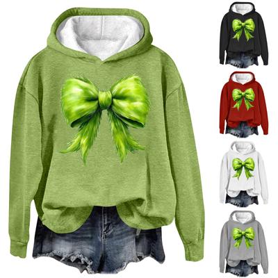 Damenmode, lässig, langärmelig, weihnachtlich bedruckt, Rundhalsausschnitt, Kapuzenpullover
