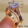 Huitan Unique Rose Gold Color Rings for Women Classic 6 Claws Designed Cubic Zirconia Rings Wedding Engagement Bands Jewelry