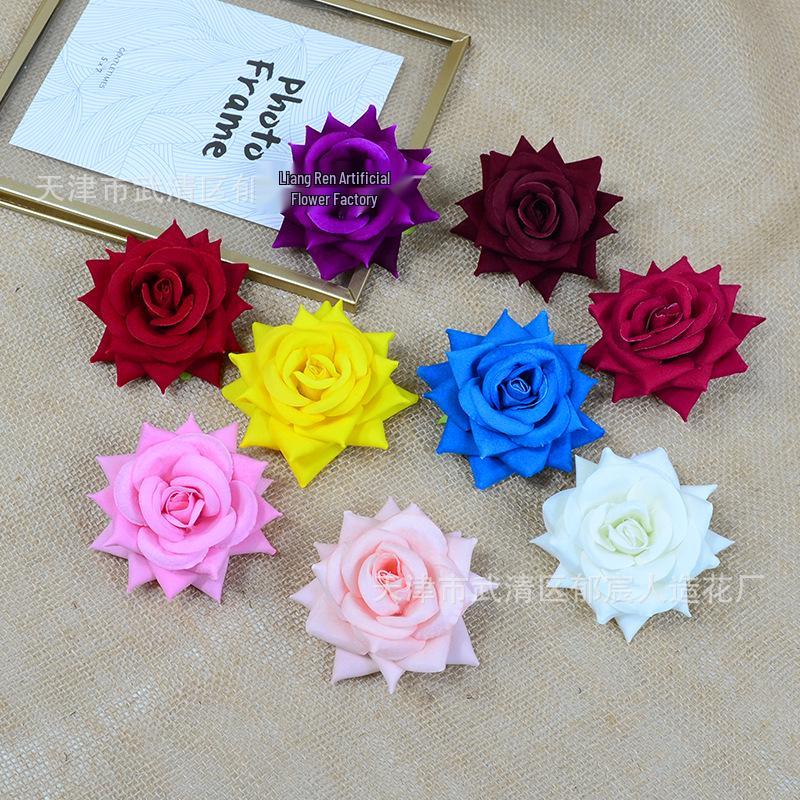 Ethnic Velvet Rose U-shaped Hairpin - Medium Size