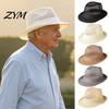 UV Protection Summer Hat Men's Breathable Sun Hat, Mesh Wide Brim Fishing Cap for Middle Straw Aged, Lightweight Foldable Outdoor Beach Casual