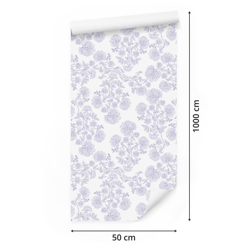Wallpaper Flowers background white, center white for Living Room and Bedroom 50x1000