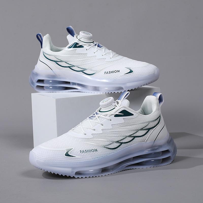 Rotating Button Men's Shoes 2025 Summer New Large Size Fly-woven Sports Shoes Platform Heightening Fashion Casual Shoes