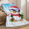 1pc Cute Penguin Christmas Hat Scarf Snowman Tree Flannel Blanket Holiday Gift for Kids Soft Cozy Winter Blanket